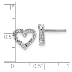 14k White Gold Diamond Heart Earrings - 3