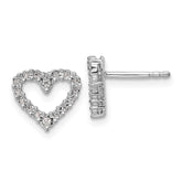 14k White Gold Diamond Heart Earrings - 3