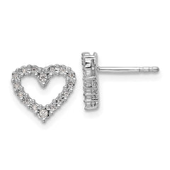 14k White Gold Diamond Heart Earrings - 3