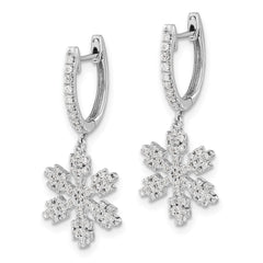 14k White Gold Diamond Snowflake Earrings - 2