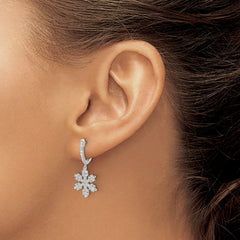 14k White Gold Diamond Snowflake Earrings - 2