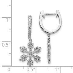 14k White Gold Diamond Snowflake Earrings - 2