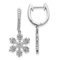 14k White Gold Diamond Snowflake Earrings - 2