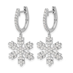 14k White Gold Diamond Snowflake Earrings - 4
