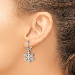 14k White Gold Diamond Snowflake Earrings - 4