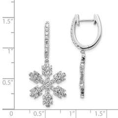 14k White Gold Diamond Snowflake Earrings - 4