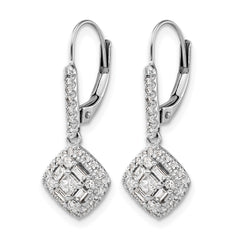 14k White Gold Diamond Leverback Earrings - 3