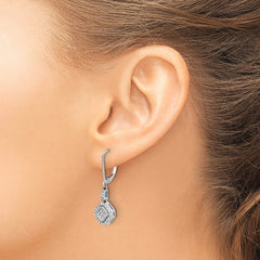 14k White Gold Diamond Leverback Earrings - 2