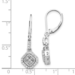 14k White Gold Diamond Leverback Earrings - 2