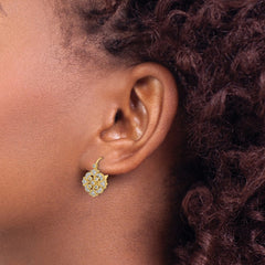 14k Diamond Leverback Earrings - 2