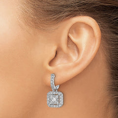 14k White Gold Diamond Hinged Earrings - 2