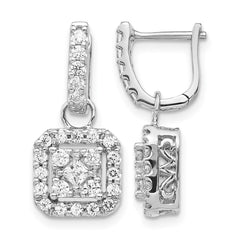 14k White Gold Diamond Hinged Earrings - 2