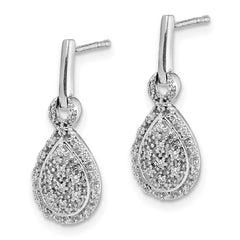 14k White Gold Diamond Teardrop Post Earrings - 2