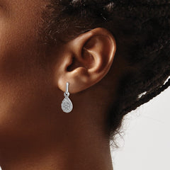 14k White Gold Diamond Teardrop Post Earrings - 2