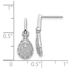 14k White Gold Diamond Teardrop Post Earrings - 2