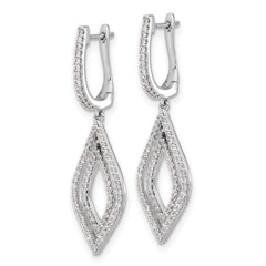14k White Gold Diamond Teardrop Hinged Dangle Earrings