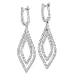 14k White Gold Diamond Teardrop Hinged Dangle Earrings - 2