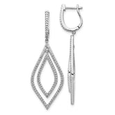 14k White Gold Diamond Teardrop Hinged Dangle Earrings - 2