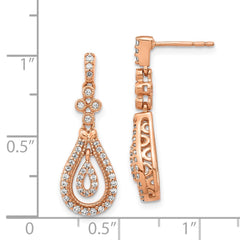 14k Rose Gold Polished Diamond Post Earrings