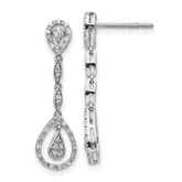 14k White Gold Teardrop Diamond Dangle Earrings