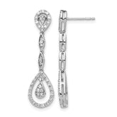 14k White Gold Teardrop Diamond Dangle Earrings - 2