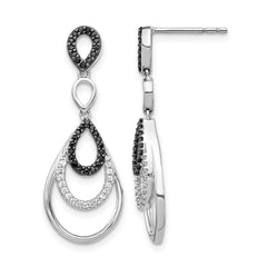 14k White Gold Black and White Diamond Post Earrings