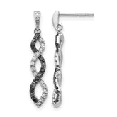 14k White Gold Black and White Diamond Twisted Post Earrings