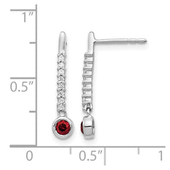 14k White Gold Red/White Diamond Earrings