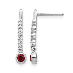 14k White Gold Red/White Diamond Earrings