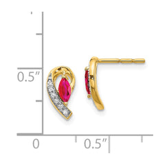 14k Diamond and Ruby Earrings