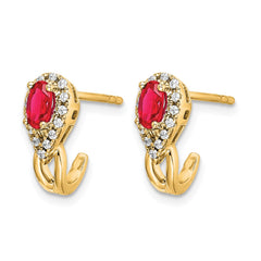 14k Diamond and Ruby Earrings - 2