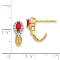 14k Diamond and Ruby Earrings - 2