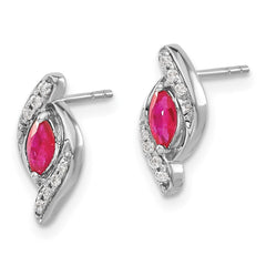 14k White Gold Diamond and Ruby Earrings - 3