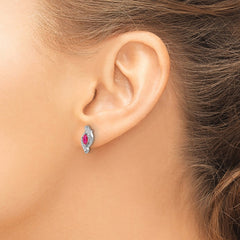 14k White Gold Diamond and Ruby Earrings - 3