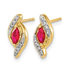 14k Diamond and Ruby Earrings - 3