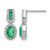 14k White Gold 1/3Ct Diamond and Emerald Earrings