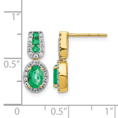 14k 1/3Ct Diamond and Emerald Earrings