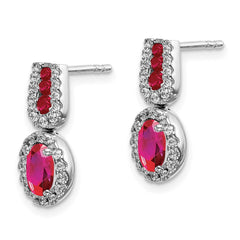 14k White Gold Diamond and Ruby Earrings