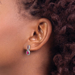 14k White Gold Diamond and Ruby Earrings