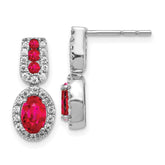 14k White Gold Diamond and Ruby Earrings