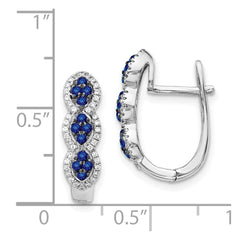 14k White Gold Diamond and Blue Sapphire Hinged Earrings