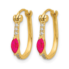 14k 1/20ct Diamond and Ruby Hinged Hoop Earrings
