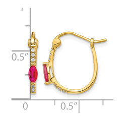 14k 1/20ct Diamond and Ruby Hinged Hoop Earrings