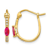 14k 1/20ct Diamond and Ruby Hinged Hoop Earrings