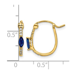 14k 1/20ct Diamond and Sapphire Hinged Hoop Earrings