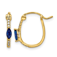 14k 1/20ct Diamond and Sapphire Hinged Hoop Earrings