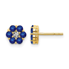 14k and Rhodium Sapphire and Diamond Post Earrings