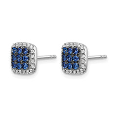 14k White Gold Diamond and Sapphire Post Earrings - 4