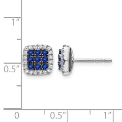14k White Gold Diamond and Sapphire Post Earrings - 4