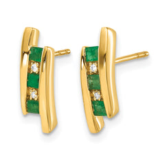 14k Diamond and Emerald Earrings